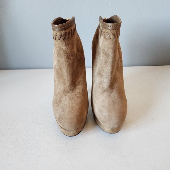 Jimmy Choo Tan Suede Booties "EUC" - Picture 8 of 16